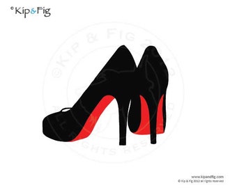 Stiletto shoes applique template - pdf applique pattern