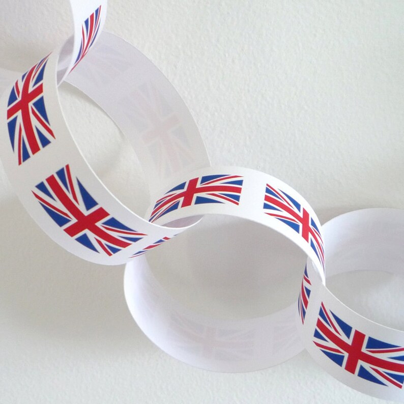 Paper Chain Garland Union Jack Flag Design Pdf Printable Party Banner
