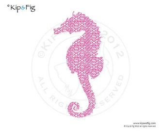 Seahorse applique template - pdf applique pattern