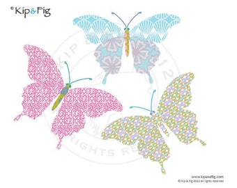 Butterfly applique template - pdf applique pattern