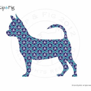 Smooth haired Chihuahua applique template - pdf applique pattern