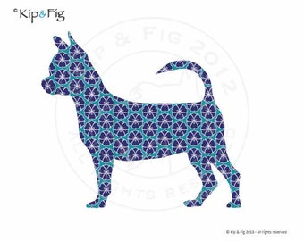 Smooth haired Chihuahua applique template - pdf applique pattern