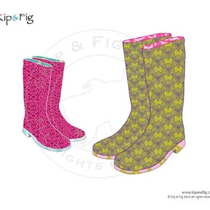 Wellie boots applique template - PDF applique pattern