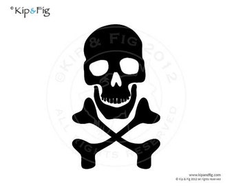 Pirate skull & cross bones applique template - pdf applique pattern