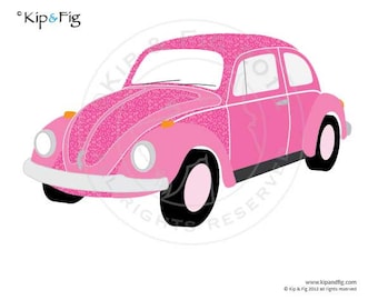 Volkswagon Beetle Bug car applique PDF template - applique pattern design