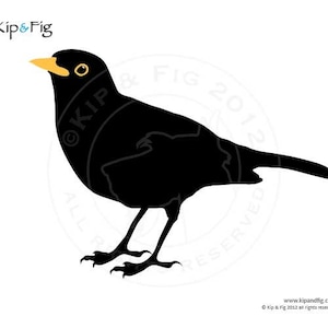 Blackbird applique template - pdf applique pattern