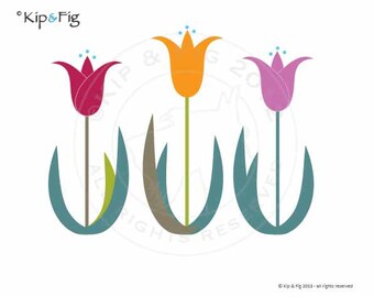 Tulip applique template - PDF applique pattern