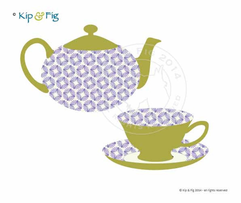 Teapot and Teacup Applique Template PDF Applique Pattern Etsy