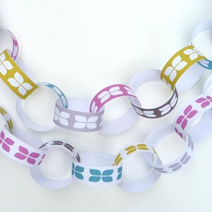 Tulip design retro paper chain garland PDF printable party decorations image 2