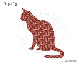 Cat applique template - pdf applique pattern silhouette