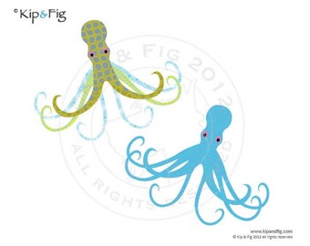 Octopus applique template - pdf applique pattern