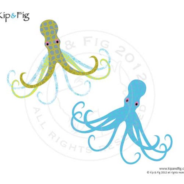 Octopus applique template - pdf applique pattern