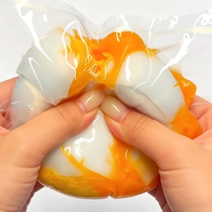 Crispy Burst Yolk Duck Egg! Handmade Fidget Pouch, Mochi Texture with Crunchy Sound