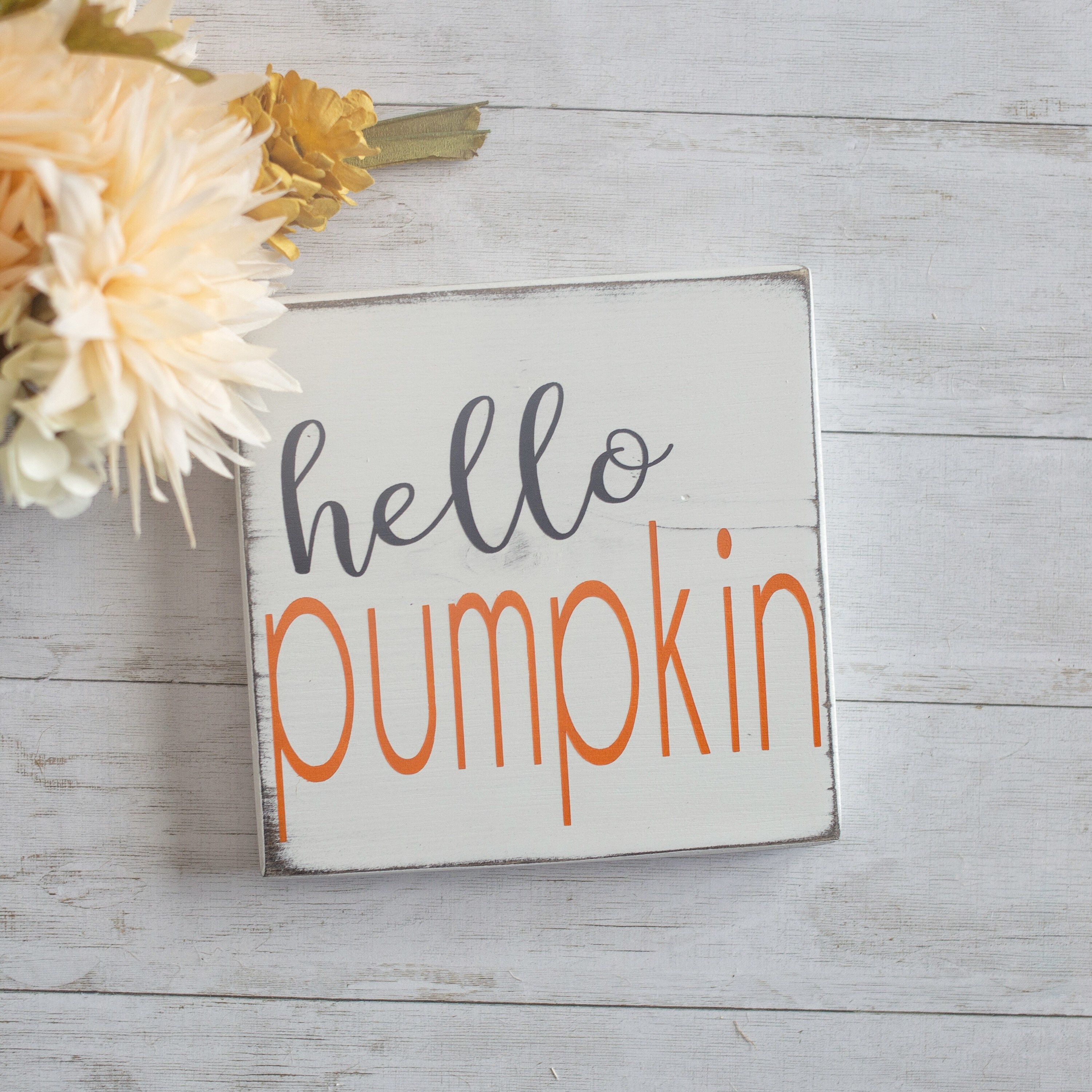 Hello pumpkin wood sign fall decor fall farmhouse fall | Etsy