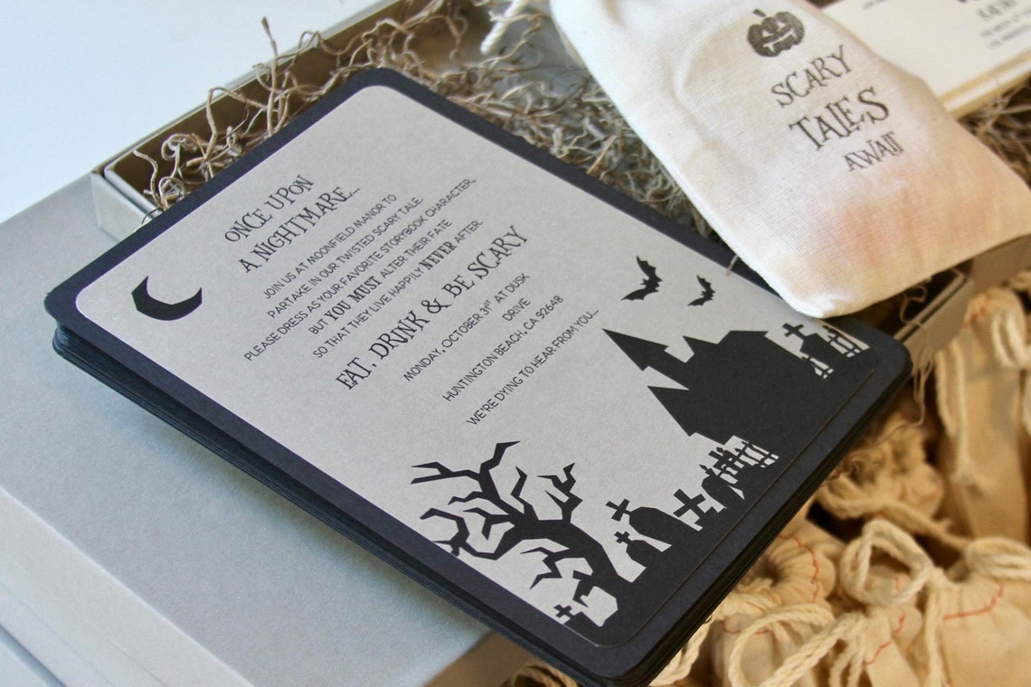 Frightful Graveyard Halloween Party Invitation Box Mailer Etsy