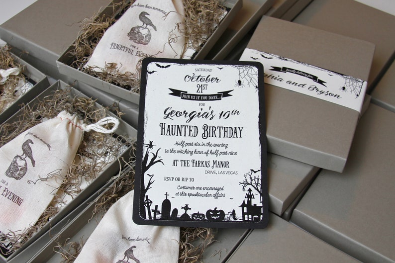 Frightful Graveyard Halloween Party Invitation Box Mailer Etsy