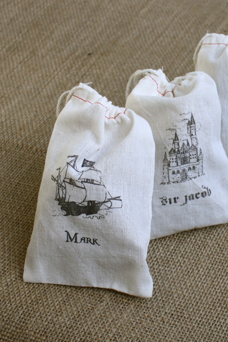 Custom Hand Printed Muslin Goodie Bags Personalized Favor Etsy