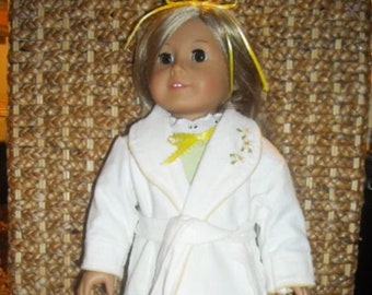 18" Doll White Robe with Pajamas and Slippers