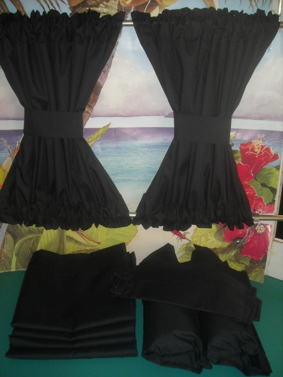 Vw Bus Black Curtains With Cabin Divider Set Fits Bay Window Etsy