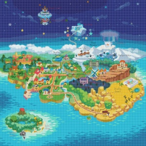 Paper Mario : carte du royaume champignon - point de croix