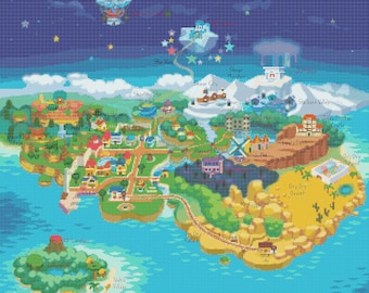 Paper Mario Mushroom Kingdom Mapa Wzór do haftu krzyżykowego