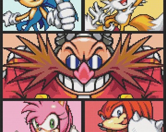 Sonic and Friends Cross Stitch Pattern