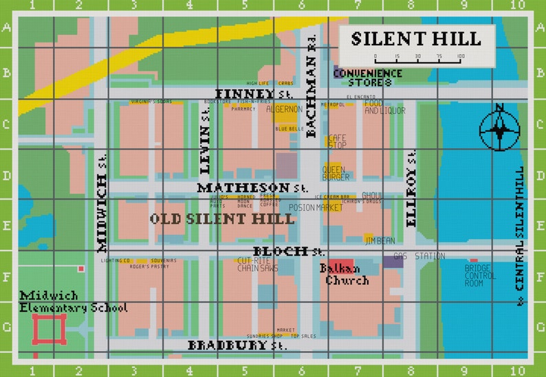 Map of Old Silent Hill Cross Stitch Pattern image 1