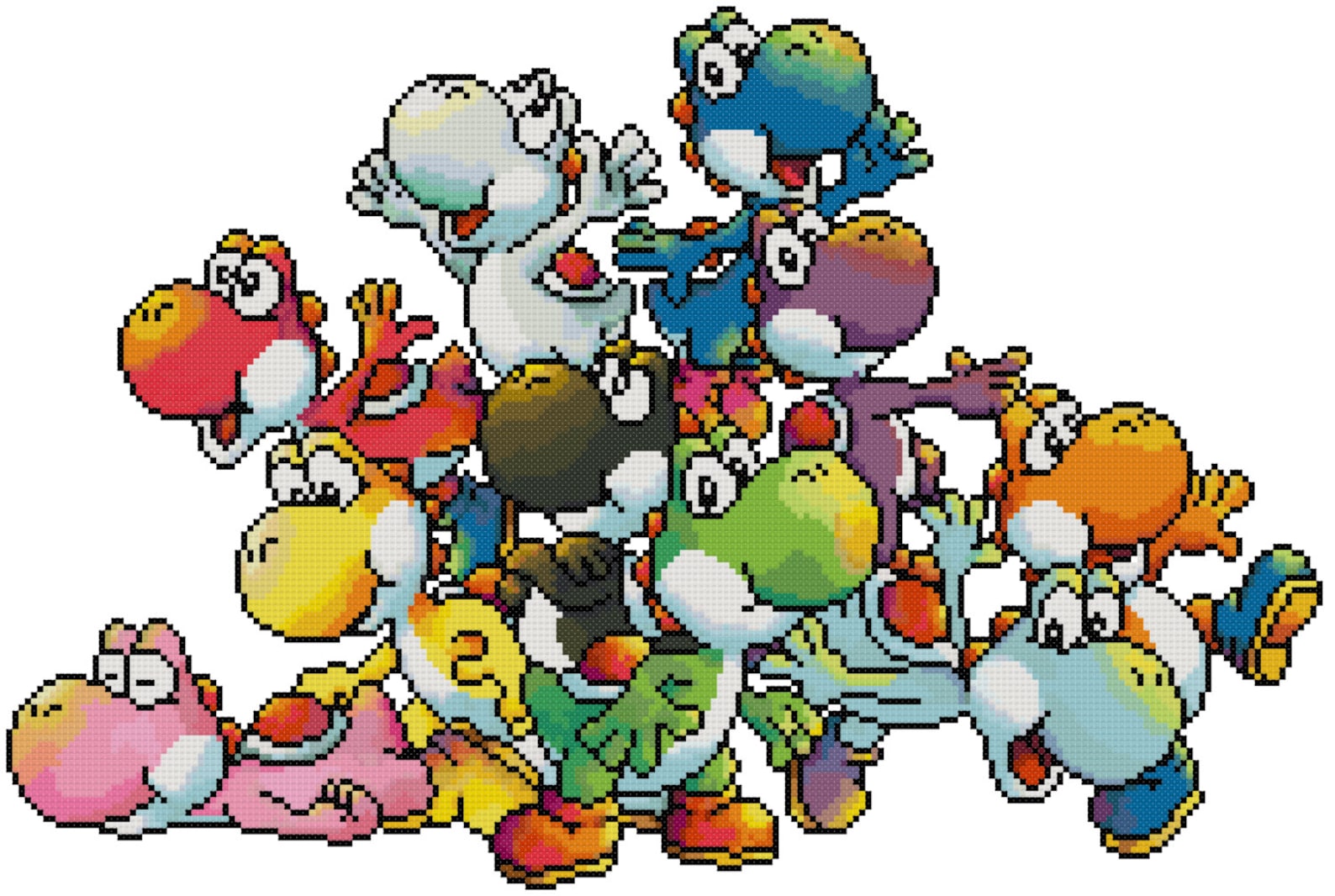 Pile of Yoshis Cross Stitch Pattern Etsy