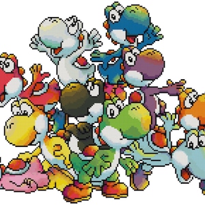 Pile of Yoshis Cross Stitch Pattern