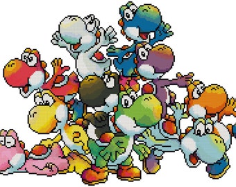 Pile of Yoshis Cross Stitch Pattern