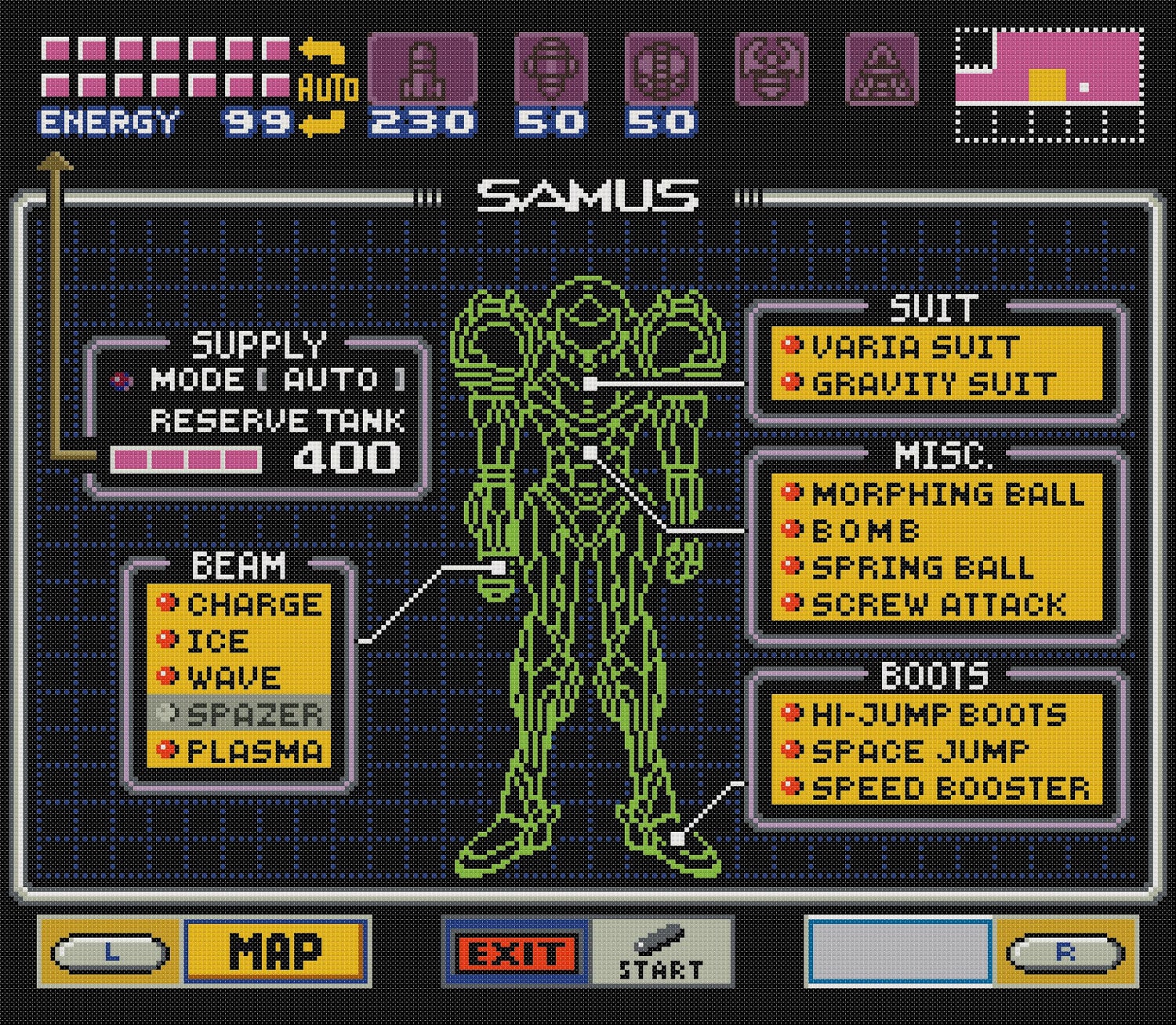 Super Metroid Status Cross Stitch Pattern - Etsy Singapore