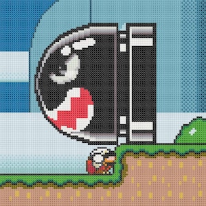 Super Mario World Banzai Bill Cross Stitch Pattern