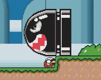 Super Mario World Banzai Bill Cross Stitch Pattern