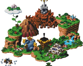 Super Mario RPG World Map v2 Cross Stitch Pattern
