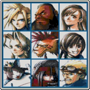 Final Fantasy VII Cast Cross Stitch Pattern