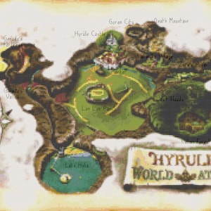 Zelda Ocarina of Time Hyrule Carte Cross Stitch Pattern