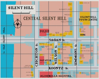 Map of Central Silent Hill Cross Stitch Pattern