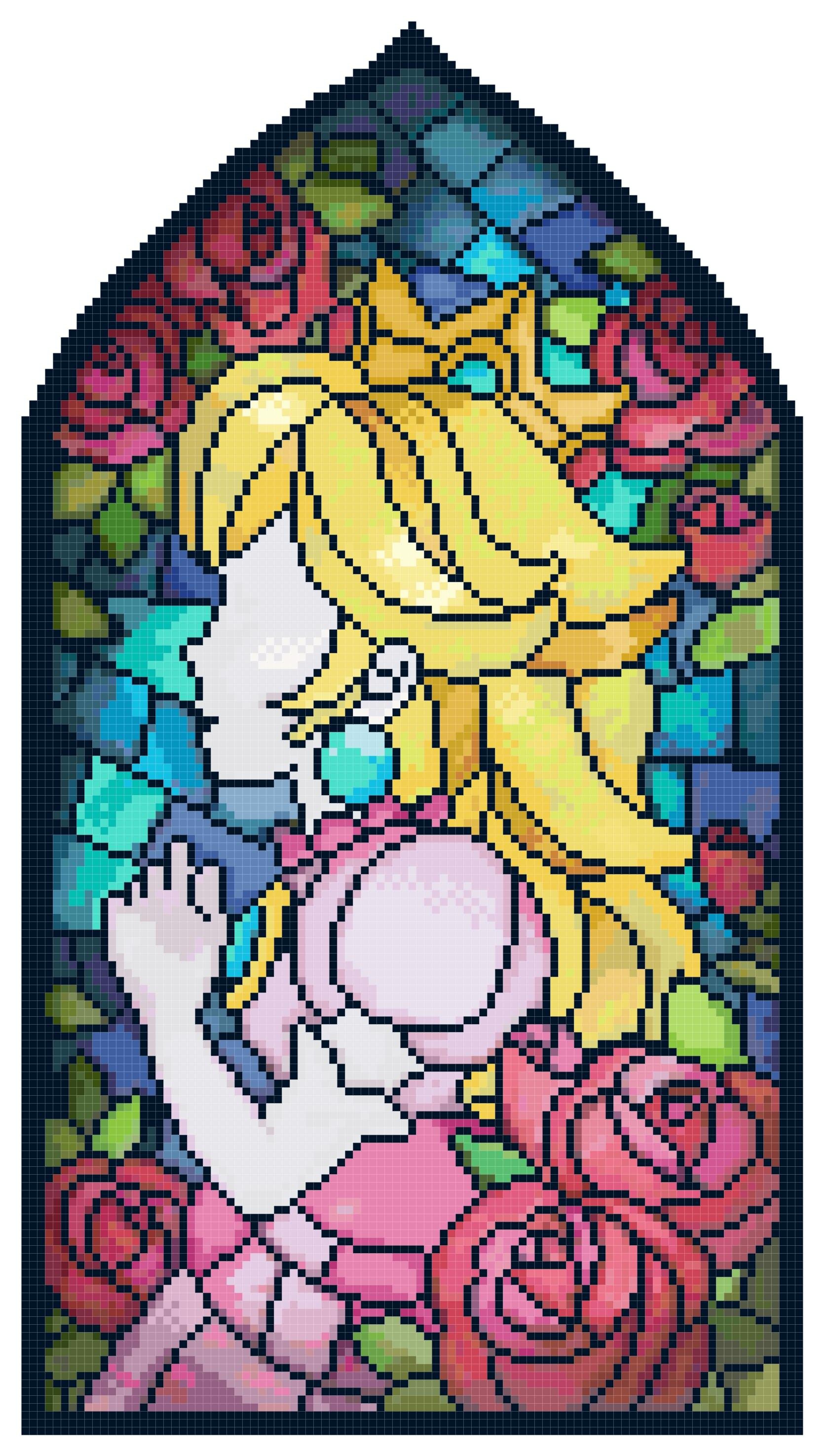 Stained Glass Peach Cross Stitch Pattern Mario Odyssey