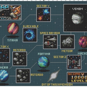 Star Fox (SNES) lylat-systeemkaart kruissteekpatroon