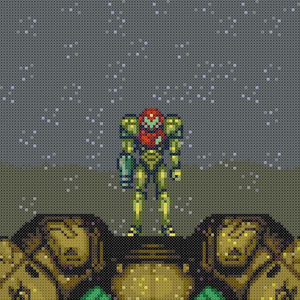 Super Metroid Zebes Landing Cross Stitch Pattern