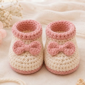 Crochet Baby Booties Pattern PDF, Baby Shoes Crochet Pattern, Bow Booties Pattern, Newborn Crochet Shoes, DIY Baby Gift