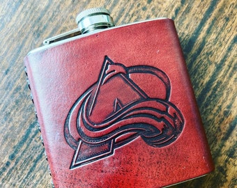 Colorado Avalanche Stanley Cup Champions 2022 Leather flask, NHL Hip flask, Hockey Gift, Denver Colorado