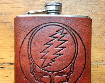 Grateful Dead Steal Your Face Logo Flask Gift, Jerry Garcia, Dead head, Gift for her, Groomsmen gift, Fathers day gift