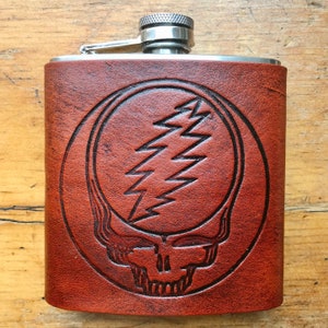 Grateful Dead Steal Your Face Logo Flask Gift, Jerry Garcia, Dead head, Gift for her, Groomsmen gift, Fathers day gift