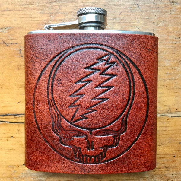 Grateful Dead Steal Your Face Logo Flask Geschenk, Jerry Garcia, Toter Kopf, Geschenk für sie, Groomsmen Geschenk, Vatertagsgeschenk