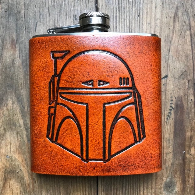 Boba Fett Leather Flask, Star Wars Cosplay, Boba Fett Cosplay, Empire Strikes back gift, the mandolorian , Custom Fathers day gift