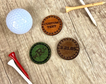 Custom Italian Leather Golf Ball Marker, Personalized Golf Gift Accessory, Golf Lover, Golf Coin