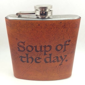 Custom Leather Hip Flask Quote, Gift for him, Mens Flask, 6oz flask, Groomsmen gift, groom gift, Fathers day gift