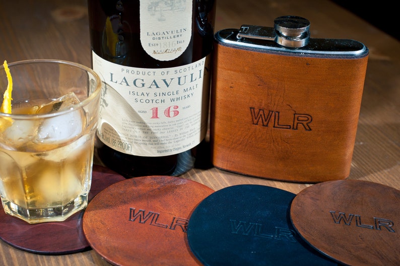 Leather Coasters Custom Coasters Bar Cart Personalized Etsy