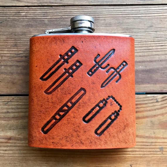 TMNT, Teenage Mutant Ninja Turtles Themed Leather Flask, Ninja